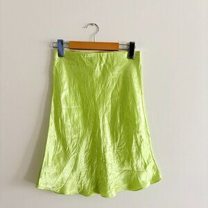 Aritzia Babaton Slip Satin Mini Skirt Neon Lime Green Size 4